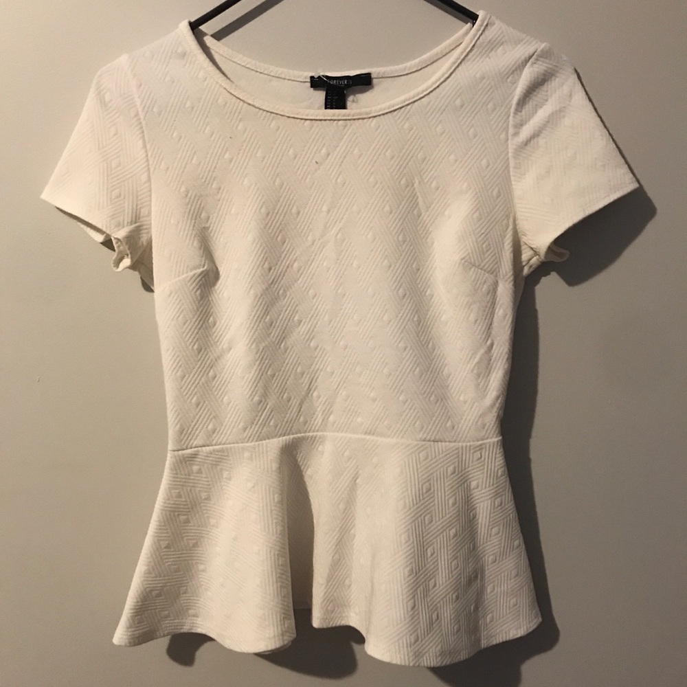 White Forever 21 peplum top